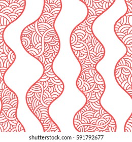 Vector seamless pattern with abstract scale. Graphic ornament with oriental waves. Fish skin texture. 