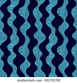 Vector seamless pattern with abstract scale. Graphic ornament with oriental waves. Fish skin texture. 