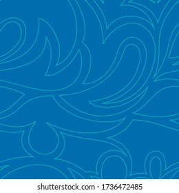 Vector seamless pattern of abstract shapes in a linear style of turquoise color isolated on a blue background. Blank for decoration. Print for fabrics and wrapping paper