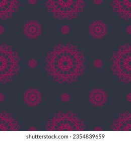 vector seamless pattern of abstract shapes in pink color on dark