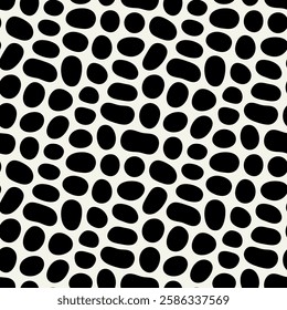 Vector seamless pattern. Abstract simplistic spotted texture. Monochrome natural spots. Creative background with rounded blots. Decorative tileable design.