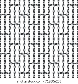 Vector seamless pattern. Abstract small textured background. Classical simple geometrical texture. Repeating strips with dots and crosses. Surface for wrapping paper, shirts, cloths. Digital paper