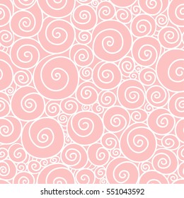 Vector seamless pattern.  Abstract pattern with spirals on a pink background.