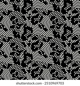 Vector seamless pattern. Abstract spotted texture. Monochrome natural spots. Creative background with natural blots. Decorative tileable design.