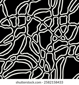 Vector seamless pattern. Abstract spotted texture. Monochrome natural spots. Creative background with fluid blots. Decorative tileable design.