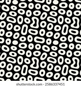 Vector seamless pattern. Abstract spotted texture. Monochrome natural spots. Creative background with rounded blots. Decorative tileable design.