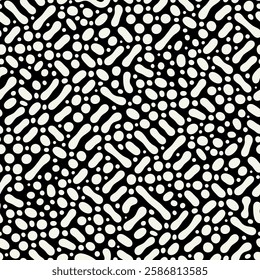 Vector seamless pattern. Abstract spotted texture. Monochrome natural spots. Creative background with fluid blots. Decorative tileable design.