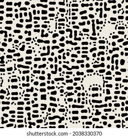 Vector seamless pattern. Abstract spotty texture. Natural monochrome design. Creative background with blots. Decorative organic swatch.