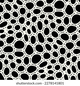 Vector seamless pattern. Abstract spotty texture. Natural monochrome design. Creative background with rounded spots. Decorative organic swatch.