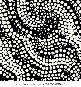 Vector seamless pattern. Abstract spotty texture. Natural monochrome design. Creative background with rounded spots. Decorative organic swatch.