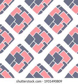 Vector seamless pattern with abstract squares mosaic on white background