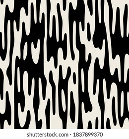 Vector seamless pattern. Abstract striped texture with bold monochrome waves. Creative background with zigzag blots. Decorative design with distortion effect.