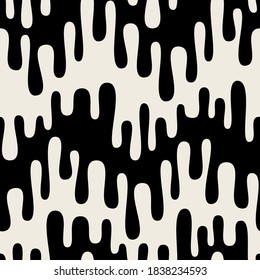 Vector seamless pattern. Abstract striped texture with bold monochrome waves. Creative background with zigzag blots. Decorative design with distortion effect.