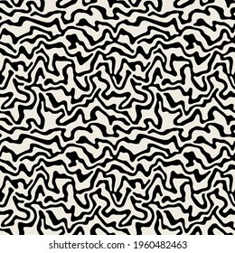 Vector seamless pattern. Abstract striped texture. Bold contrast zebra monochrome waves. Creative background with zigzag blots. Decorative design with distortion effect.