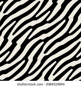 Vector seamless pattern. Abstract striped texture with bold monochrome waves. Creative background with diagonal zigzag blots. Decorative design with natural stripes.