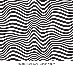 Vector seamless pattern. Abstract striped texture with bold monochrome waves. Creative background with blots. Decorative design with distortion effect.