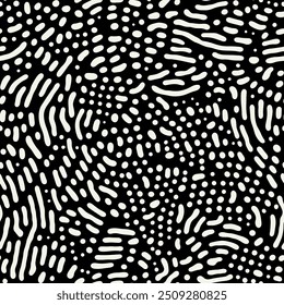 Vector seamless pattern. Abstract striped texture. Monochrome natural spots. Creative background with fluid blots. Decorative tileable design.