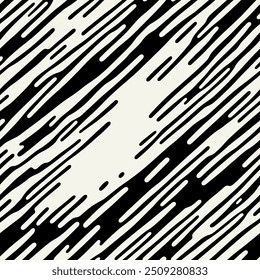 Vector seamless pattern. Abstract striped texture. Monochrome natural spots. Creative background with diagonal fluid blots. Decorative tileable design.