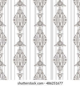 Vector seamless pattern. Abstract style vintage background. Ornate wallpaper, paper, texture, decoration, backdrop, ornament, fabric, decorative print. Retro background design