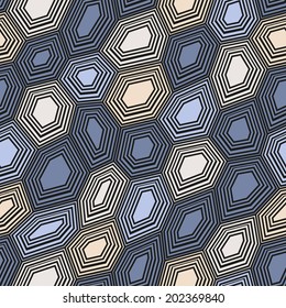 Vector seamless pattern. Abstract stylish background. Hand drawn linear hexagons