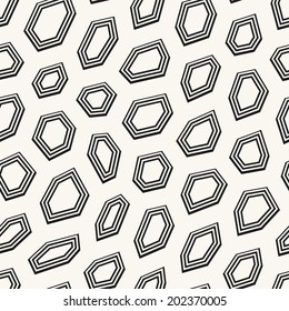 Vector seamless pattern. Abstract stylish background. Hand drawn linear hexagons