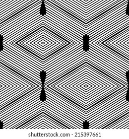 Vector seamless pattern. Abstract stylish background. Repeating monochrome background whit Rhombus. line art