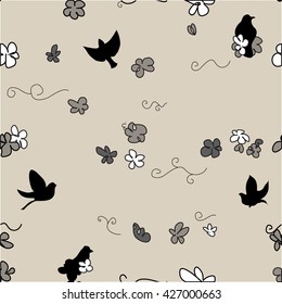 Vector seamless pattern. Abstract stylish background with stylized petals. Minimalist graphic print