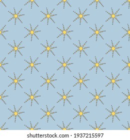 Vector seamless pattern with abstract sun on blue background