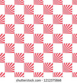 Vector seamless pattern with abstract sunburst squares. Square checkmate abstract pattern.