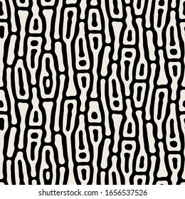 Vector seamless pattern. Abstract texture with monochrome fluid stains. Creative background with blots. Decorative design with liquid streaks.