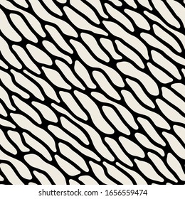Vector seamless pattern. Abstract texture with monochrome fluid stains. Creative background with blots. Decorative design with liquid streaks.