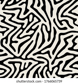 Vector seamless pattern. Abstract texture with monochrome natural spots. Creative background with blots. Decorative design with liquid streaks.