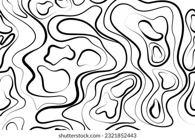 Vector seamless pattern from abstract texture with monochrome stains of liquid. Creative background with black stripes blots. Decorative design black wavy stripes optical art illusion.