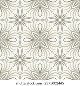 Vector seamless pattern. Abstract texture with wavy stripes. Creative background with distorted lines. Decorative beige pattern for textile, fabric, fashion, wallpaper.