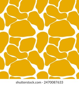 Vector seamless pattern of abstract texture with orange giraffe spots. Creative background with decorative design of wavy shapes