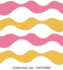 Vector seamless pattern with abstract textured waves. Curve shapes with hand drawn elements. Background with waved layers. Creative design. Wallpaper, textile, wrapping, print on clothes