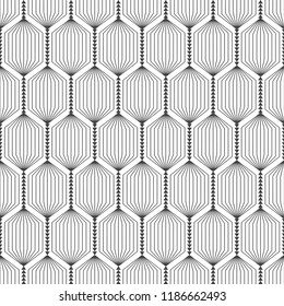 Vector seamless pattern. Abstract textured background. Modern trendy texture with regularly repeating striped hexagons, triangles. Contemporary design