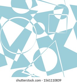 Vector Seamless Pattern . Abstract Triangle, Circle, Square Geometric Shapes.