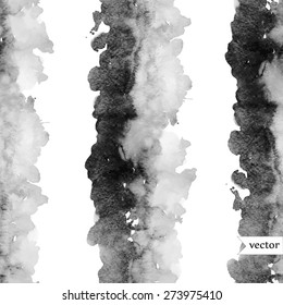 vector seamless pattern with abstract watercolor vertical black and white stripes