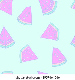 Vector seamless pattern with abstract watermelon slice in trendy pastel colors for fabric, textile, nursery clothes, wallpaper and other use.