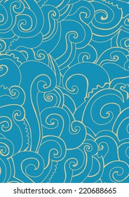 Vector seamless pattern with abstract waves. Hand drawn Scribbles.