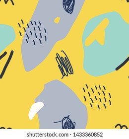 Vector seamless pattern. Abstract yellow background with brush strokes. Wallpaper, print for fabric or wrapping paper.