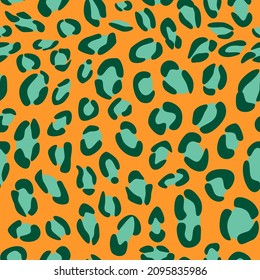 Vector seamless pattern of abstract yellow green leopard skin. Background design, textile decoration, animalistic print.