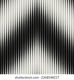 Vector seamless pattern. Abstract zigzag striped texture. Modern moire monochrome background.