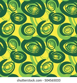 Vector seamless pattern with abstraction. Abstract green roses (0)