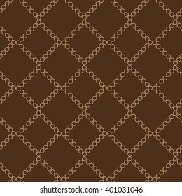 Vector seamless pattern. Abstraction. Circles, rhombuses. Brown background