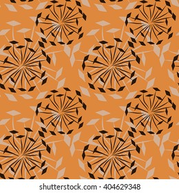 Vector seamless pattern. Abstraction. Floral abstraction. Orange background