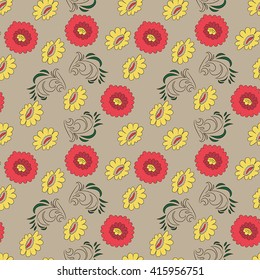 Vector seamless pattern. Abstraction. Flowers, leaves (6)