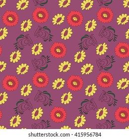 Vector seamless pattern. Abstraction. Flowers, leaves (8)