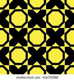 Vector seamless pattern. Abstraction. Geometry. Black background (0)